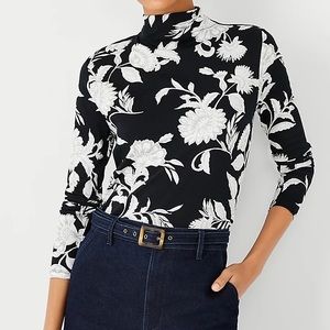 Ann Taylor Baroque Floral Turtleneck Top